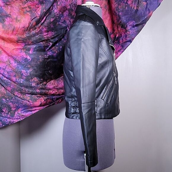 Coffeeshop Juniors' Faux Leather Moto Jacket Sz S - Picture 5 of 16